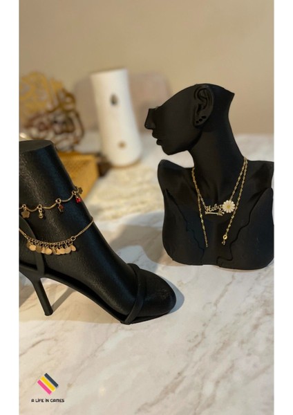 Şık ve Dekoratif Halhal, Bileklik ve Zincir Teşhir Standı, Yeni Model, Siyah Renk modelleri