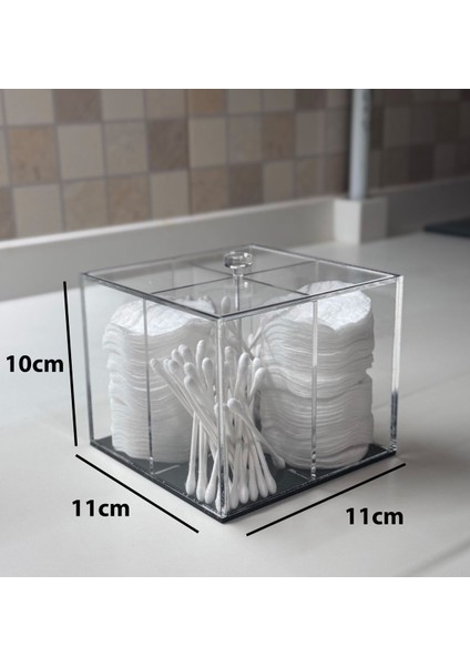 4 Bölmeli Kapaklı Şeffaf ve Siyah Organizer, Düzenli ve Şık Depolama Çözümü modelleri