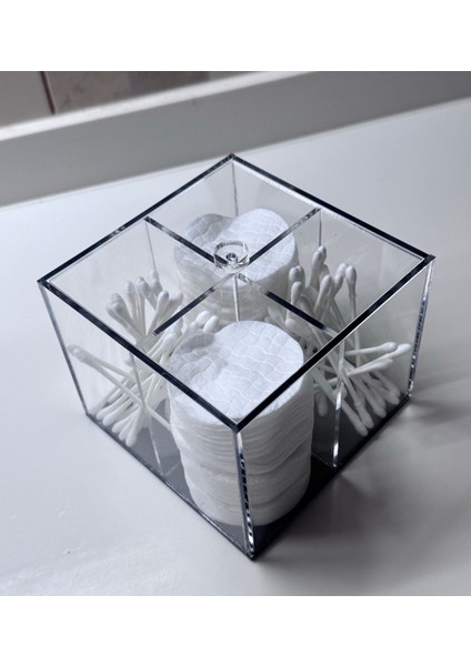 4 Bölmeli Kapaklı Şeffaf ve Siyah Organizer, Düzenli ve Şık Depolama Çözümü indirimleri