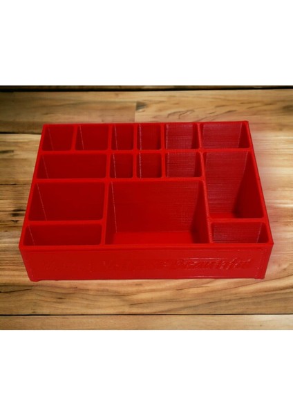 14 Bölmeli Çok Işlevli Makyaj Düzenleyici Organizer Kırmızı, Şeffaf, Kullanışlı ve Şık