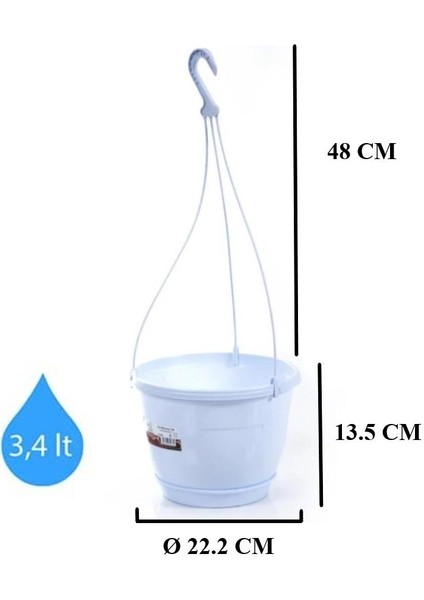 SO-SM02 Safir Makrome Askılı Balkon Saksı 3.4 Lt Beyaz 6 Adet fiyatları