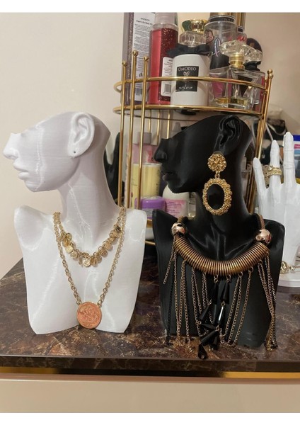 Beyaz Dekoratif Takı Teşhir Standı, Kolye, Yüzük, Şık ve Fonksiyonel Tasarım. fırsatları