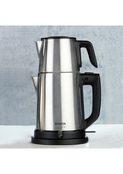 Paslanmaz Çay Makinesi, Elektrikli, Gri, Modern ve Şık Tasarım