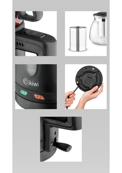 1.8 L Çay Makinesi - Cam Demlik, Paslanmaz Çelik Gövde, Siyah Renk, Hızlı Demleme ve Enerji Tasarrufu Özellikleriyle fırsatları