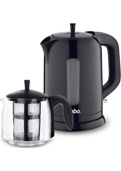 Şık Siyah Elektrikli Cam Demlikli Çay Makinesi fırsatları