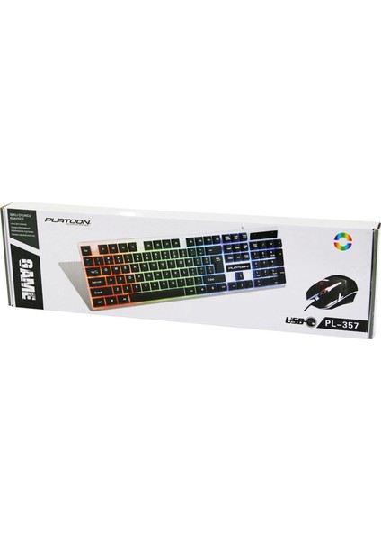 Işıklı USB Kablolu Oyuncu Klavye - Mouse Set PL-357 (4887)