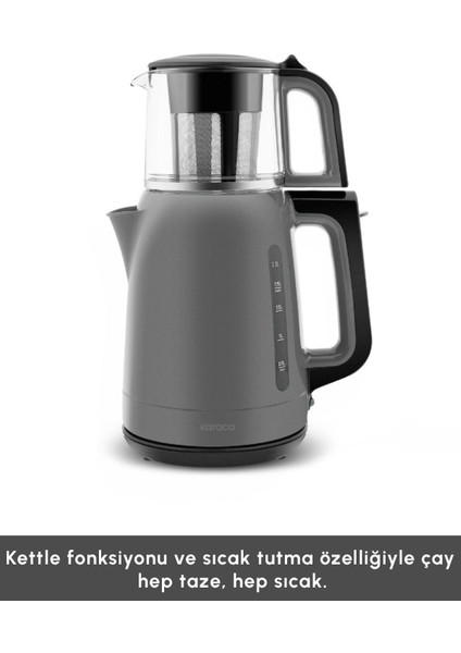 Cam Çay Makinesi, 1500W, Space Gray, Modern ve Şık Tasarım fırsatları