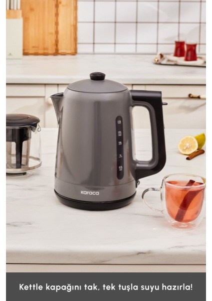 Cam Çay Makinesi, 1500W, Space Gray, Modern ve Şık Tasarım indirimleri