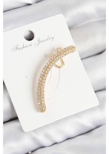 Pirinç Zirkon Taşlı Model Gold Renk Sağ Kıkırdak Küpe - TJ-BKP10992