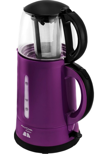 Mor Renkli Cam Demlikli Elektrikli Çay Makinesi, Şık ve Pratik Kullanım Sağlar