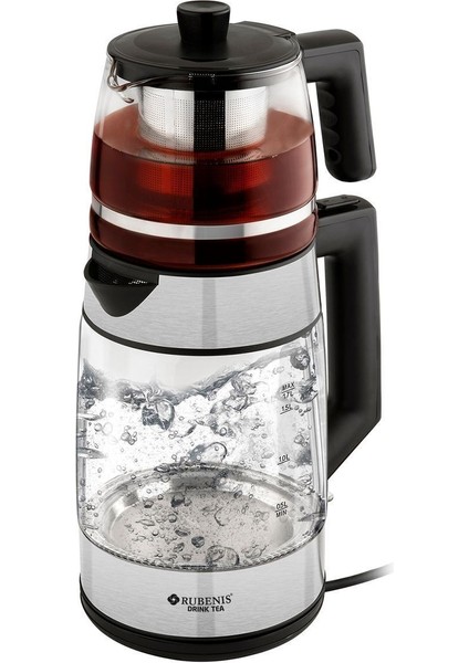 Turuncu Cam Çay Makinesi 1,7l, Şık ve Pratik Çay Demleme Cihazı