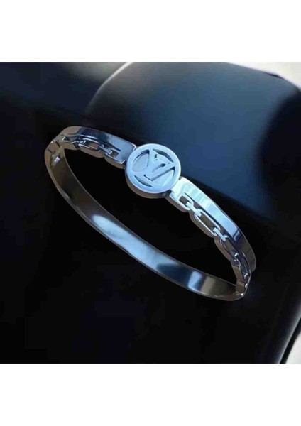 Vl Detaylı Kelepçe Model Çelik Bileklik