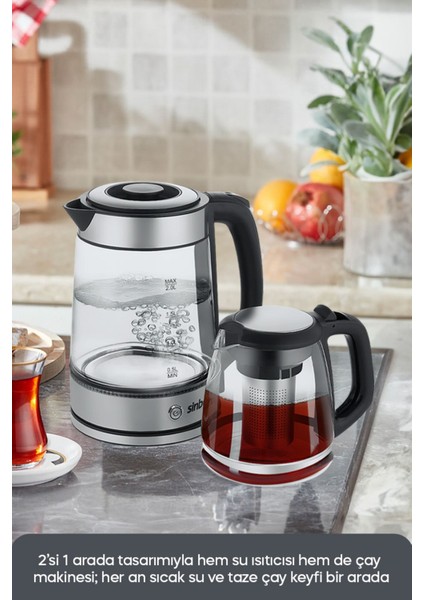 1500W Elektrikli Cam Çay Makinesi, Şık ve Dayanıklı Metal Tasarım modelleri