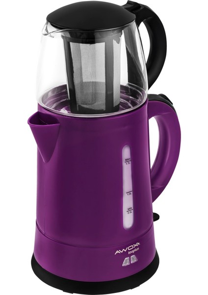 Mor Cam Demlikli Elektrikli Çay Makinesi - Şık ve Kullanışlı Tasarım