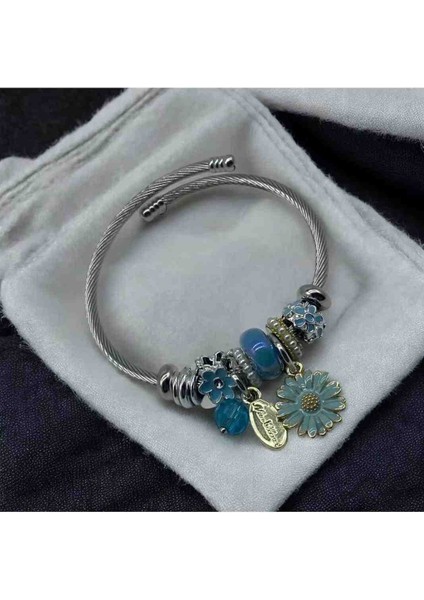 Zirkon Taşlı Nazar Yıldız Detaylı Pandora Çelik Bileklik fırsatları