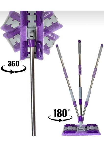 Teleskobik Cam Yer Tavan Silme - İstediğin Bezi Tak Kullan - 4 Mandallı -Yedek Bezli Mop Seti fırsatları