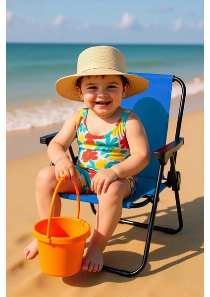 140 kg Kapasiteli Katlanır Kamp Sandalyesi ve 2-6 Yaş Lüx Çocuk Piknik Sandalyesi-Mavi modelleri