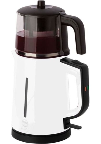 Suadiye Renkli Plastik Cam Elektrikli Çay Makinesi, Beyaz, 60 Çay Demleme Aparatı