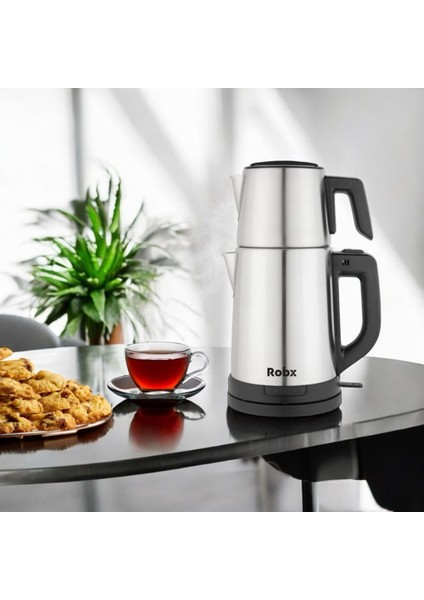 Şık ve Dayanıklı 1.8l Inox Çay Makinesi, 2 Adet Çelik Süzgeçli, Gri Renk fiyatları