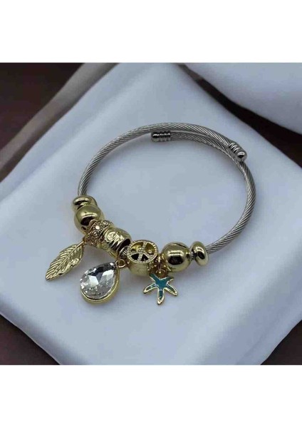 Kristal Zirkon Taşlı Damla Model Pandora Çelik Bileklik modelleri