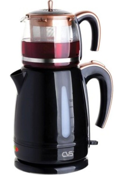 Renkli Plastik Cam Çay Makinesi 1600W 1.7l Siyah