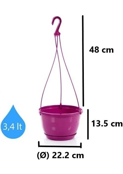 SO-SM02 Safir Makrome Askılı Balkon Saksı 3.4 Lt Vişne 6 Adet fiyatları