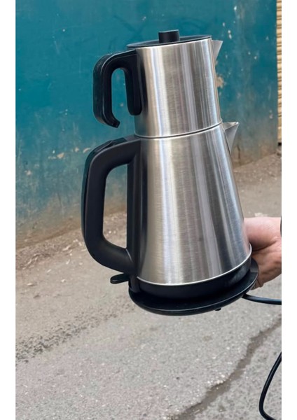 Gri Çelik Elektrikli Çaydanlık, Modern ve Şık Tasarım