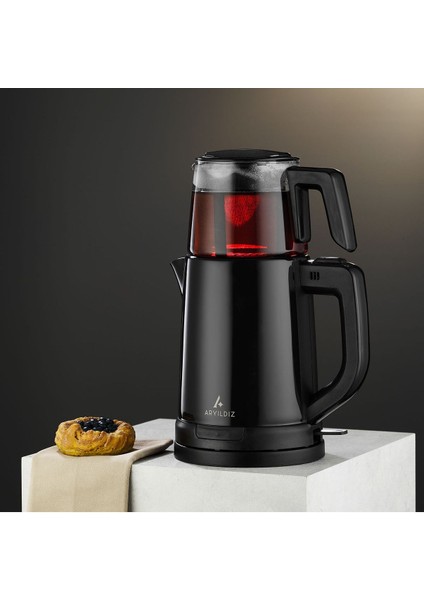 Renkli Çay Makinesi, Pratik ve Şık Tasarım, Siyah Renkli, Hızlı Çay Demleme