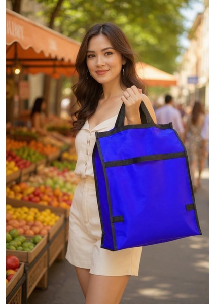 2 Adet Orta Boy Piknik Çantası, Plaj Çantası, Pazar Çantası, Market Çantası-Mavi fiyatları