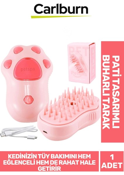 Özel Üretim Tüy Bakımı Kolaylaştıran Silikon Su Hazneli Doldurulabilen Pati Tasarımlı Buharlı Tarak