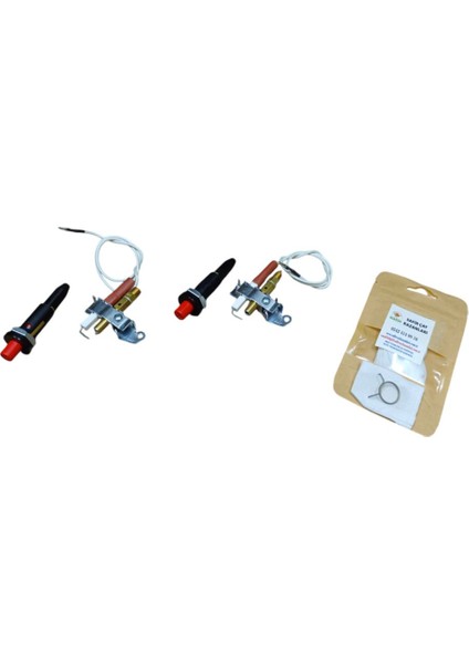 Beyaz Çay Kazanı Isı Ateşleme Çakmak Takımı ve Musluk Bezi Seti