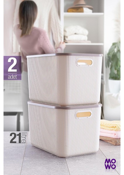 Beyaz 2'li Çok Amaçlı Dolap Içi Düzenleyici Kapaklı Saklama Kutusu