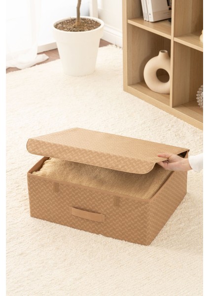 Balıksırtı Desenli Bej Kapaklı Çok Amaçlı Saklama Kutusu modelleri