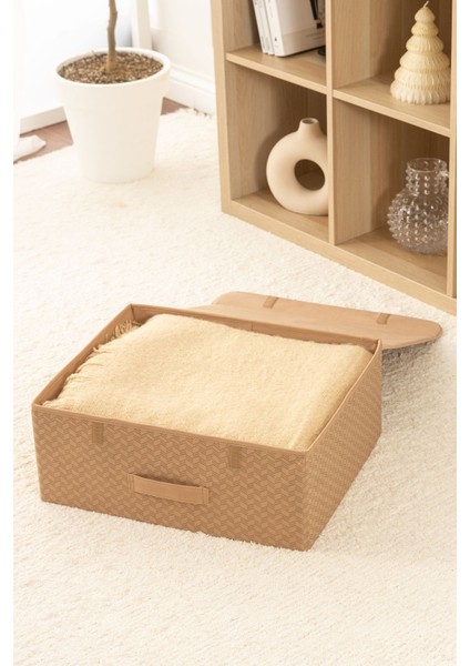 Balıksırtı Desenli Bej Kapaklı Çok Amaçlı Saklama Kutusu fırsatları