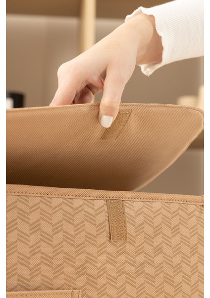 Balıksırtı Desenli Bej Kapaklı Çok Amaçlı Saklama Kutusu indirimleri