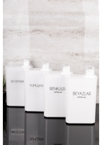Renkli ve Beyaz 4'lü Kendinden Ölçekli Deterjanlık Kutusu Seti 3000ML