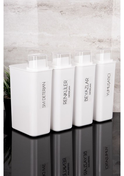 Renkli ve Beyaz 4'lü Kendinden Ölçekli Deterjanlık Kutusu Seti 3000ML fiyatları