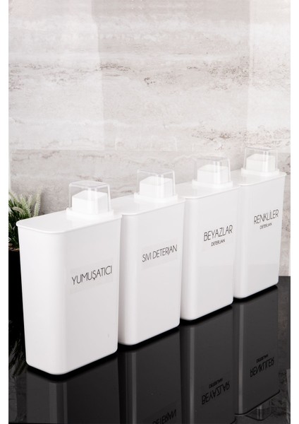 Renkli ve Beyaz 4'lü Kendinden Ölçekli Deterjanlık Kutusu Seti 3000ML fırsatları