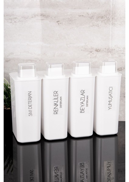 Renkli ve Beyaz 4'lü Kendinden Ölçekli Deterjanlık Kutusu Seti 3000ML indirimleri