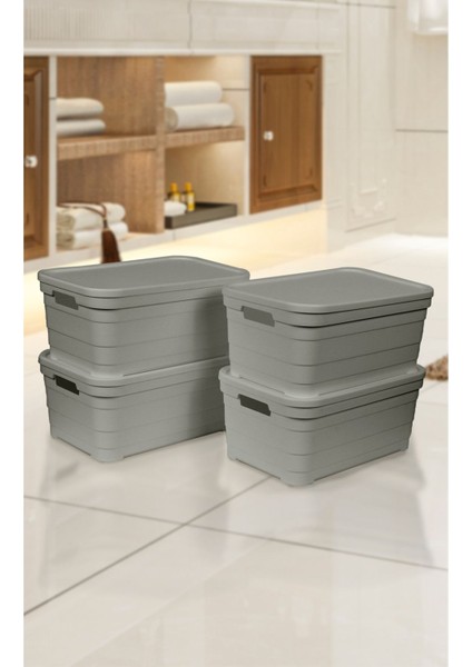 Renkli 4'lü Kutu Kapaklı Çok Amaçlı Ofis Organizeri 4X10,8 Litre Turkuaz