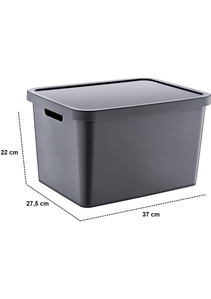 3'lü Kapaklı Kutu Seti, Antrasit, 4,5-12-18 Lt, Dayanıklı ve Şık Depolama Çözümü modelleri