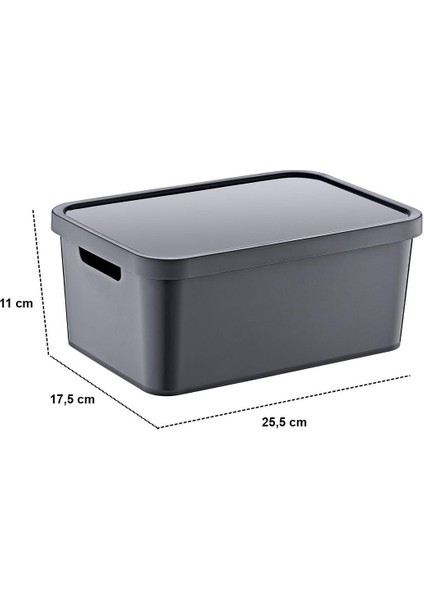 3'lü Kapaklı Kutu Seti, Antrasit, 4,5-12-18 Lt, Dayanıklı ve Şık Depolama Çözümü indirimleri