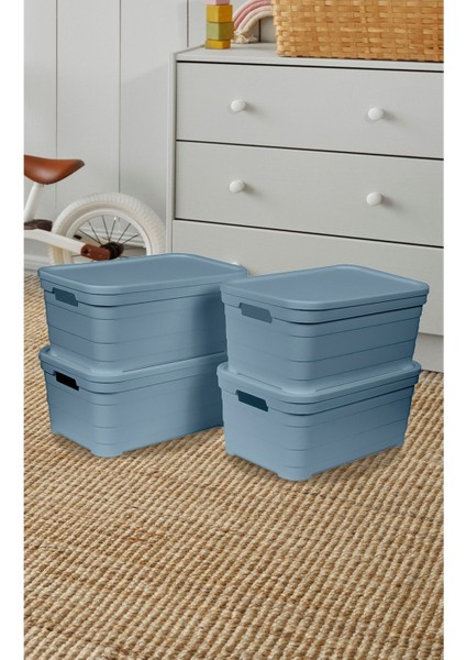 Renkli 4'lü Kutu Kapaklı Çok Amaçlı Ofis Organizeri 4X10,8 Litre Turkuaz modelleri