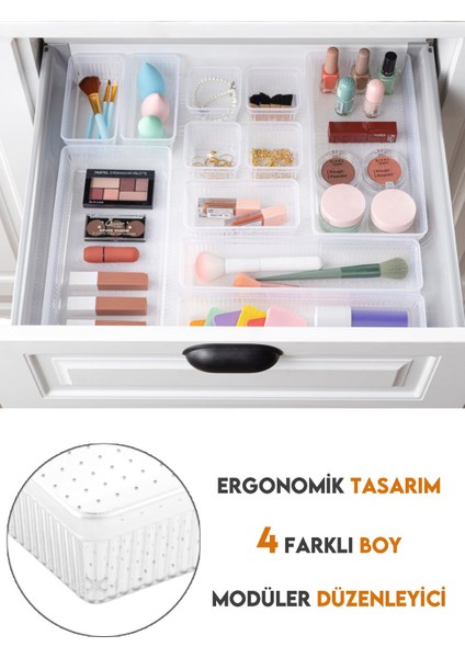 19'lu Çok Amaçlı Çekmece Içi Organizer, Şeffaf, Dolap ve Makyaj Düzenleyici modelleri