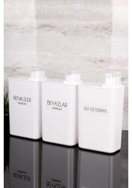 3'lü Kendinden Ölçekli Deterjanlık Kutuları Seti, Renkli ve Beyaz, 3000ML