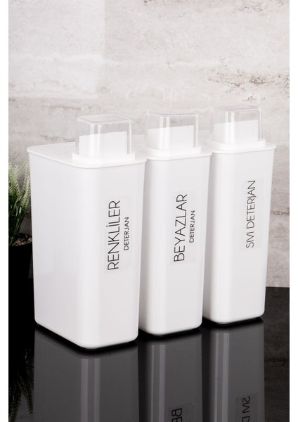 3'lü Kendinden Ölçekli Deterjanlık Kutuları Seti, Renkli ve Beyaz, 3000ML fiyatları