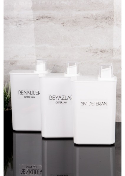 3'lü Kendinden Ölçekli Deterjanlık Kutuları Seti, Renkli ve Beyaz, 3000ML modelleri