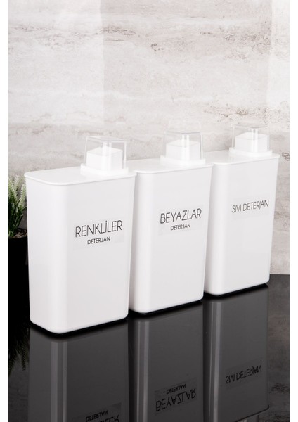 3'lü Kendinden Ölçekli Deterjanlık Kutuları Seti, Renkli ve Beyaz, 3000ML indirimleri