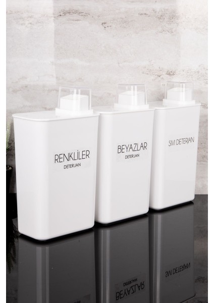 3'lü Kendinden Ölçekli Deterjanlık Kutuları Seti, Renkli ve Beyaz, 3000ML