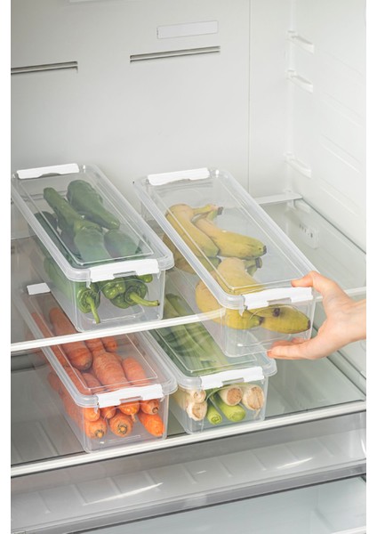 4'lü Kapaklı Uzun Saklama Kabı Seti, 3,5 Litre, Beyaz fiyatları